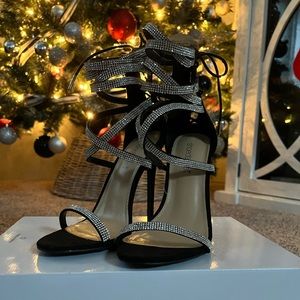 Jayda Lace Rhinestone Heels
